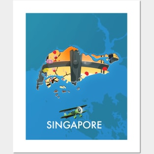 Singapore travel map Posters and Art